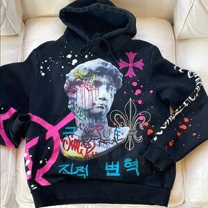 Black Hoodie with Colorful Graffiti Design, med